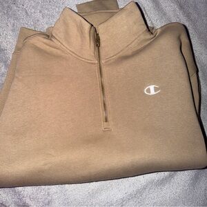 Champion Zip Mock Neck SAND PEPER KHAKI Size MEDIUM Brand New with Tags
